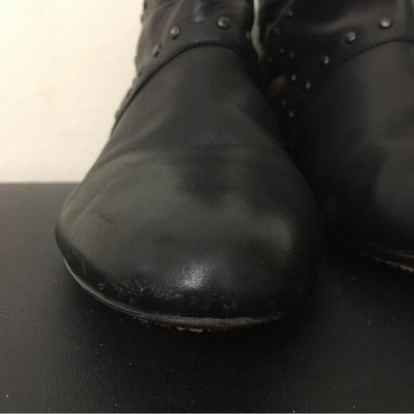 No. 704b Dana Ankle Boots Flat Black Cut-Out/Stud Trim Leather - Picture 5 of 11